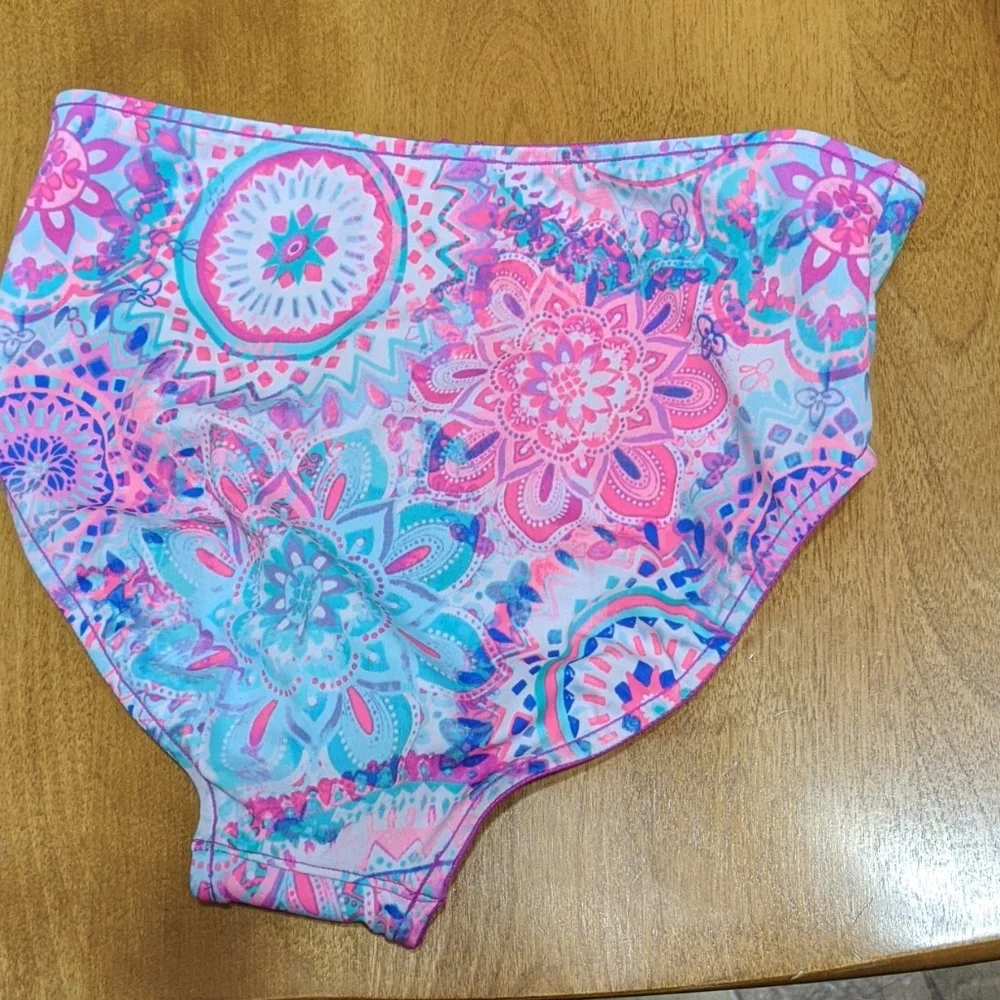 Justice Girls Pink Multi Floral Print Bikini Bottoms